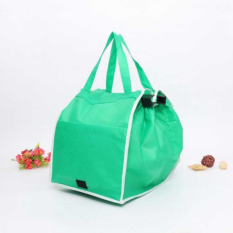 1pc Women Foldable Large Shopping Bags Trolley Clip-To-Cart Grocery Shopping Totes Portable Reusable Eco-friendly Bags Handbags