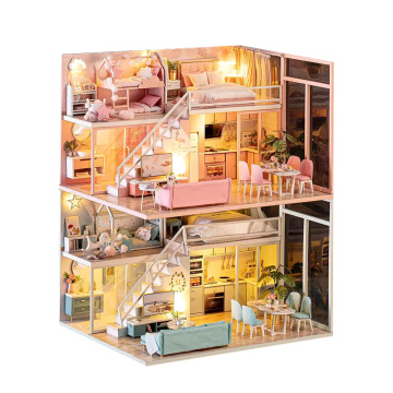 DIY Doll House Wooden Doll Houses Miniature Surprise Dollhouse Furniture Kit With LED Toys For Children Birthday Christmas Gift