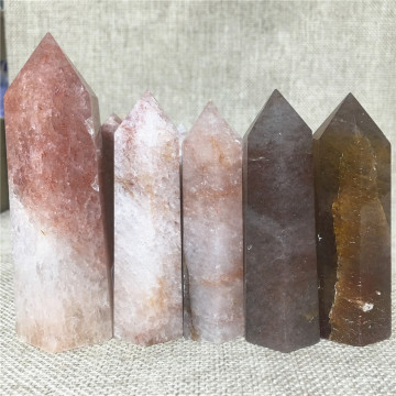 {13-15pcs/lot1000g}Natural Fire Quartz Crystal Point Home Furnishing Decoration Stone Gift Rod Column Wand Tower(55-97mm)