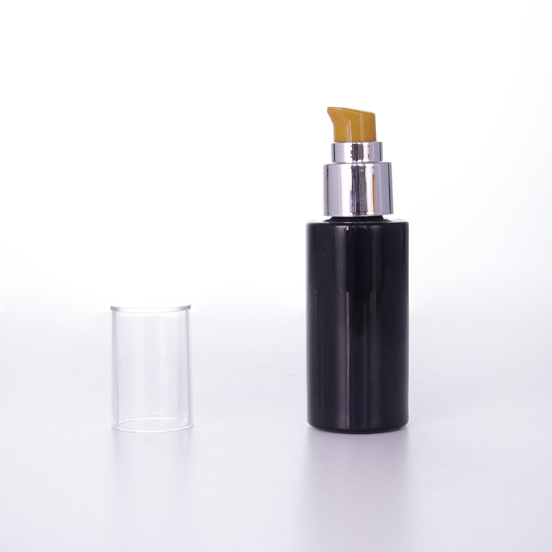 Black Lotion Bottle With Transparent Overcap2 Jpg