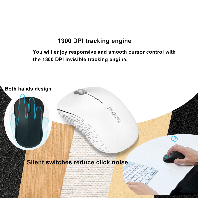 Rapoo Multi-mode Silent Wireless Keyboard Mouse Combo Switch Between Bluetooth & 2.4G Connect 3 Devices For Computer/Phone/Mac