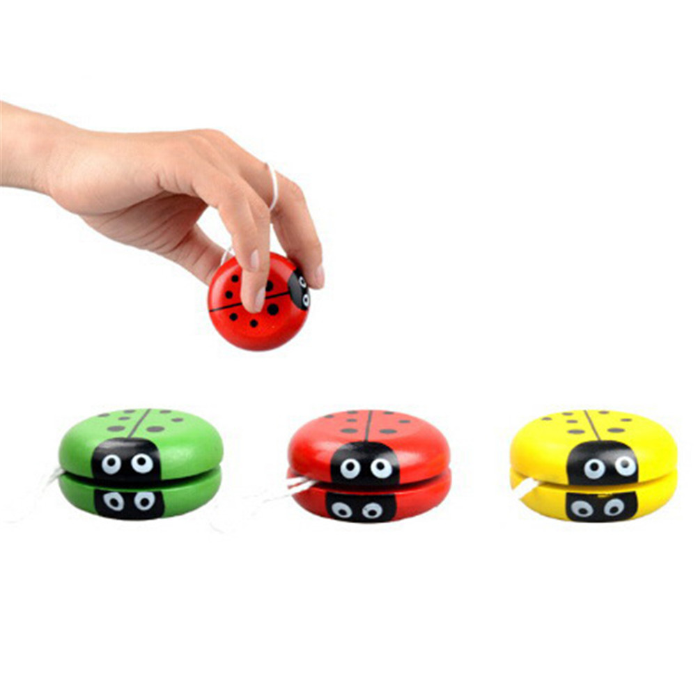 Ladybird Yo Yo Ball Blue Green Red Yellow Ladybug YOYO Creative Toys Wooden Yo Yo Toys For Children 4Colors 5.5*5.5cm