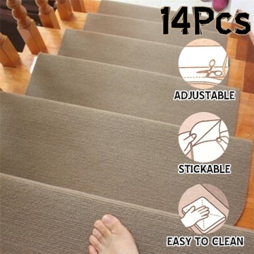 14pcs/Set Self-adhesive Stair Pads Anti-slip Rugs Safety Mute Floor Mats Repeatedly-use Safety Pads Mat for Home Stair
