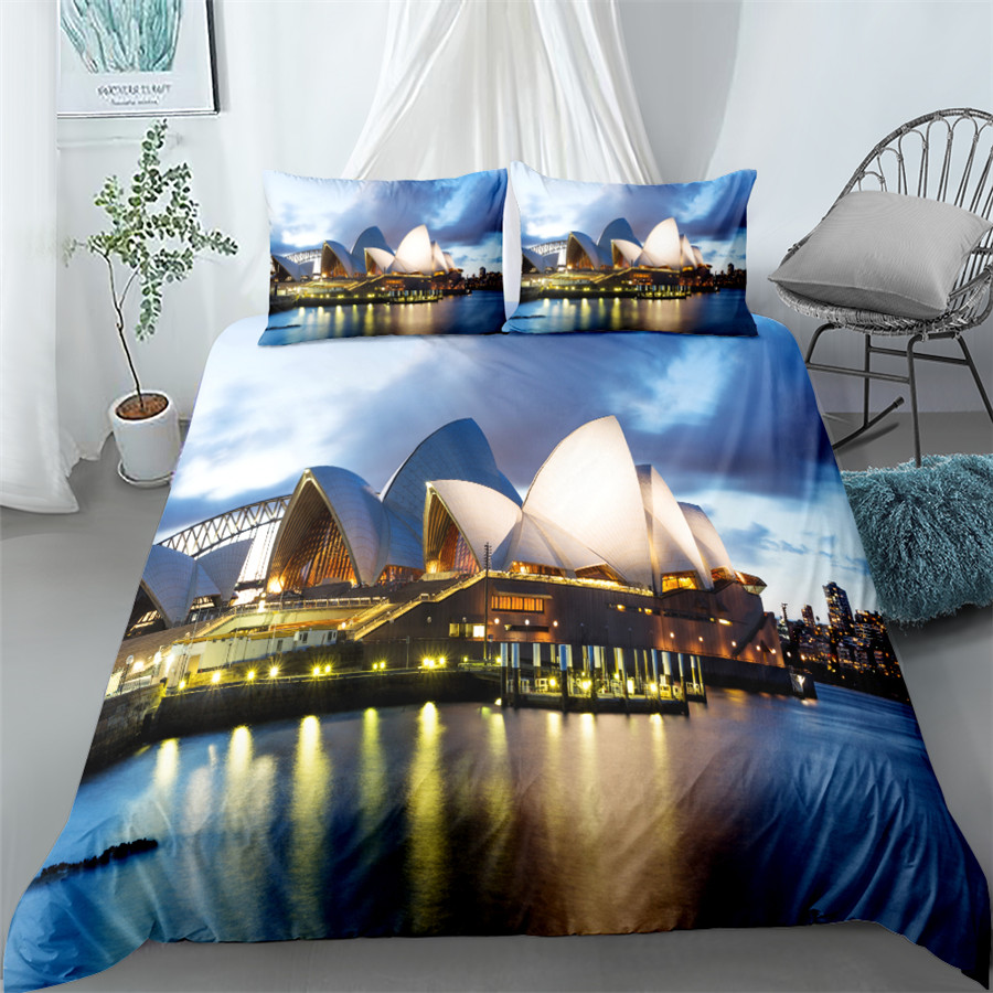 dubai city digital duvet cover set single twin double queen king cal king size bed linen set