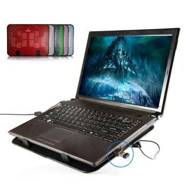 Metal Panel Dual Fan Notebook Cooler Silent Laptop Cooling Pad Stand for 14\