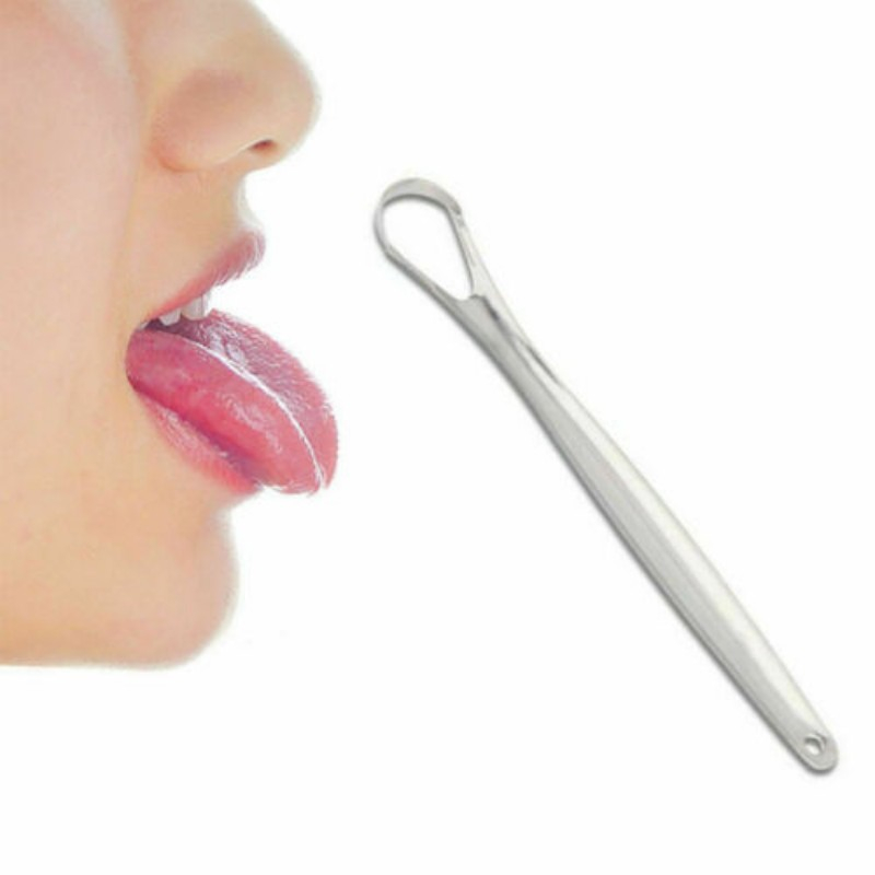 Hot 1pcs Useful Tongue Scraper Stainless Steel Oral Tongue Cleaner Mouth Brush Reusable Fresh Breath Maker Oral Health
