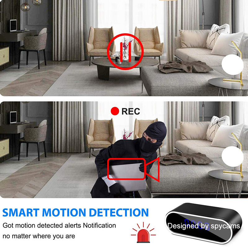 Wireless Nanny Clock 1080P WIFI Mini Camera P2P IP/AP Security Night Vision Motion Sensor suppor hidden TF card Remote Monitor