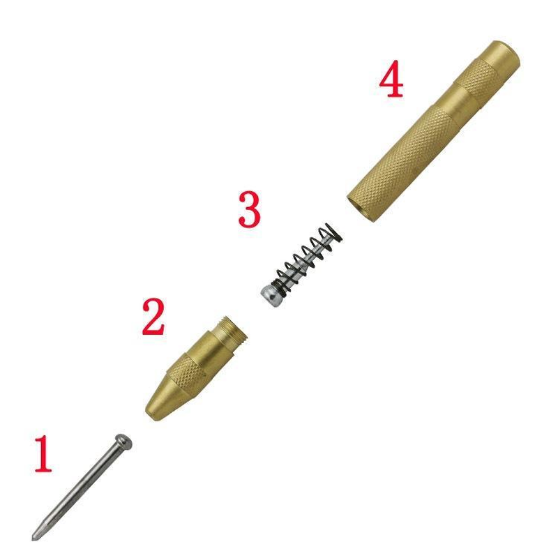 Anti-slip Automatic Centre Punch Tool Stainless Steel Drill Tool Spring Loaded Marking Hole Tool Wood Press Dent Marker