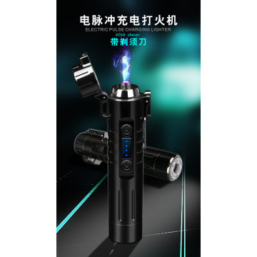 Electric pulse charging lighter environmental protection electronic cigarette lighter multi-function lighter with razor