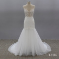 Free Shipping White Scoop Vestidos De Novia Floor Length Sleeveless Lace beaded mermaid Wedding Dresses