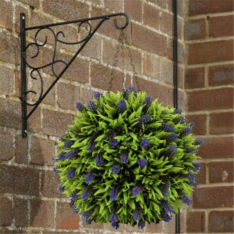 Artificial Purple Lavender Hanging Topiary Ball Flower Plant Decor Basket Pot 30cm