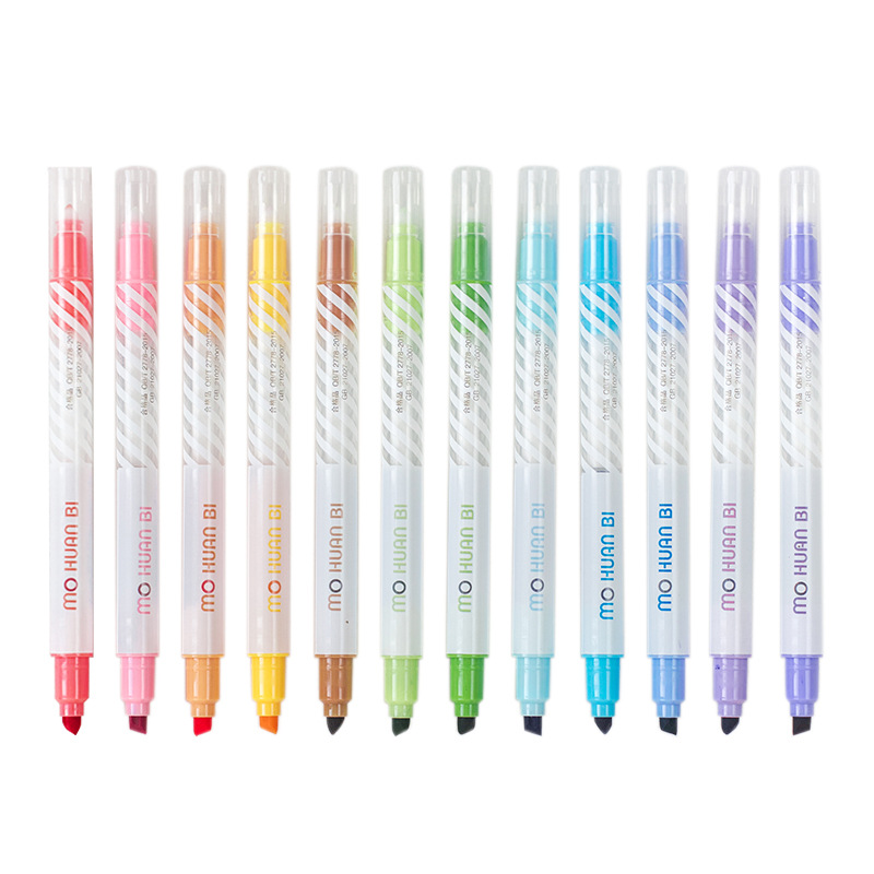 12 pcs/set Magic Color Drawing Pen Discolored Highlighter Marker Spot Liner Pens Scrapbooking Art Supplies Stationery School