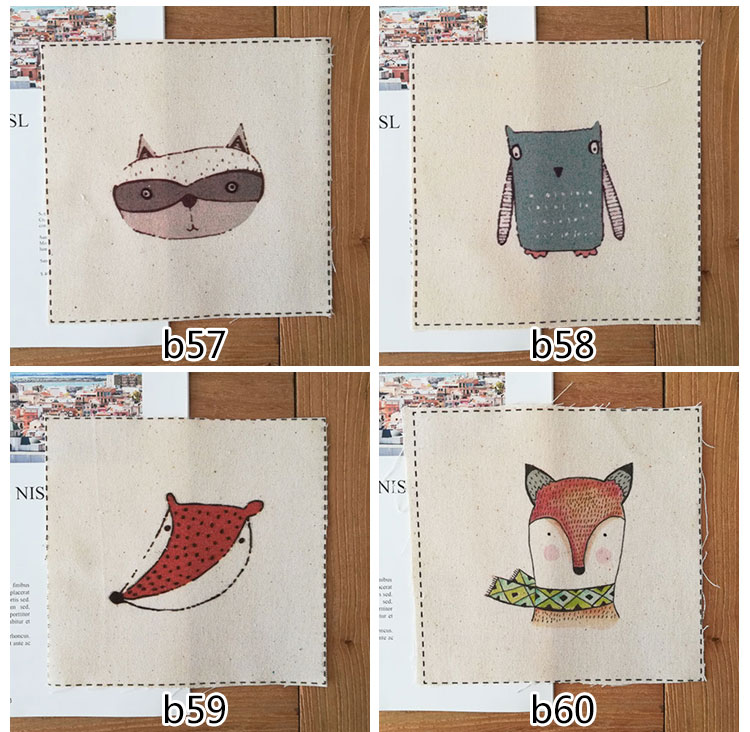 cartoon animal DIY handmade patchwork quilting fabric Cotton linen Hand dyed cloth Digital printed fabric 15*15 CM 6pcs/lot