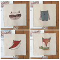 cartoon animal DIY handmade patchwork quilting fabric Cotton linen Hand dyed cloth Digital printed fabric 15*15 CM 6pcs/lot