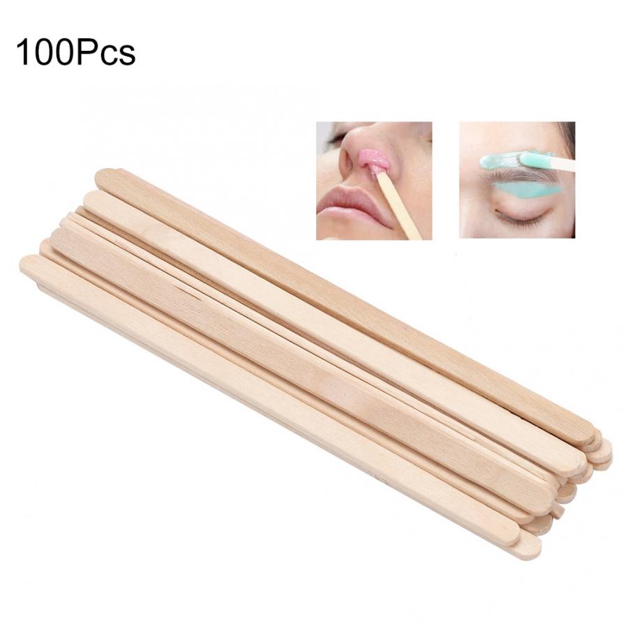 100PCS Disposable Wood Tongue Depressors Wooden Depilatory Wax Applicator Stick Hair Removal Tools Tattoo Waxing Spatula Stick