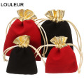 High Quality Black Red Golden Velvet Bag Drawstring Calabash Pouch Jewelry Bag Packing Wedding/Christmas Gift Bag Wholesale