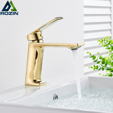 Golden Basin Faucet Hot cold Water Bathroom Sink Faucet Torneiras Mixer Tap Crane Single Hole Faucet Basin Taps