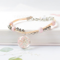 Cute Sweet Handmade Eternal Flower Bracelet for Women Korean Luxury Fresh Peach Flower Charm Bracelets for Girls Birthday Gifts