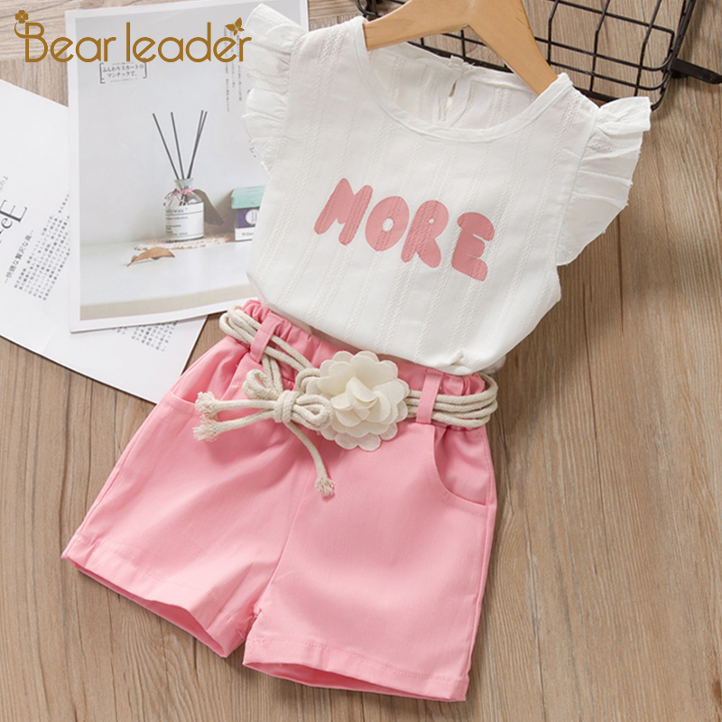 Bear Leader Girls Clothing Set New Summer Kids Girl Clothes Sleeveless T-shirt and Dress with Bow-knot Children Suit Outfit 2 6Y