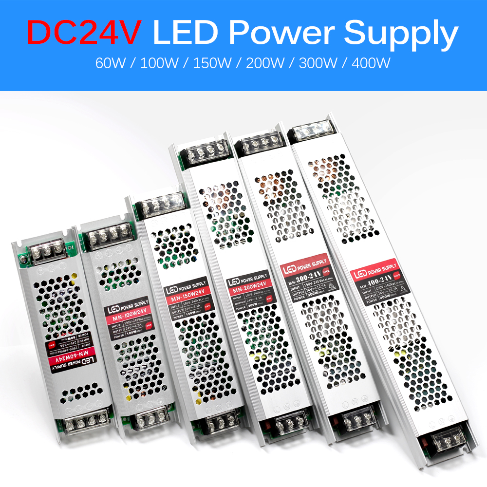Ultra Thin Lighting Transformer DC12V 24V Power supply Adapter 60W 100W 150W 200W 300W 400W LED Driver For LED Strips