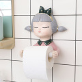 Bathroom Hotel Wall Mounted Toilet Paper Holder Storage Organizer Kitchen Roll Tissue Self Adhesive Cute Girl Punch Free Home