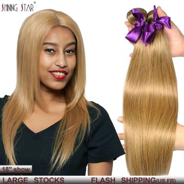 Colored 27 Brazilian Straight Hair Bundles Honey Blonde Human Hair Weave Bundles Deal 1PC Remy Hair Shining Star Weft Extensions