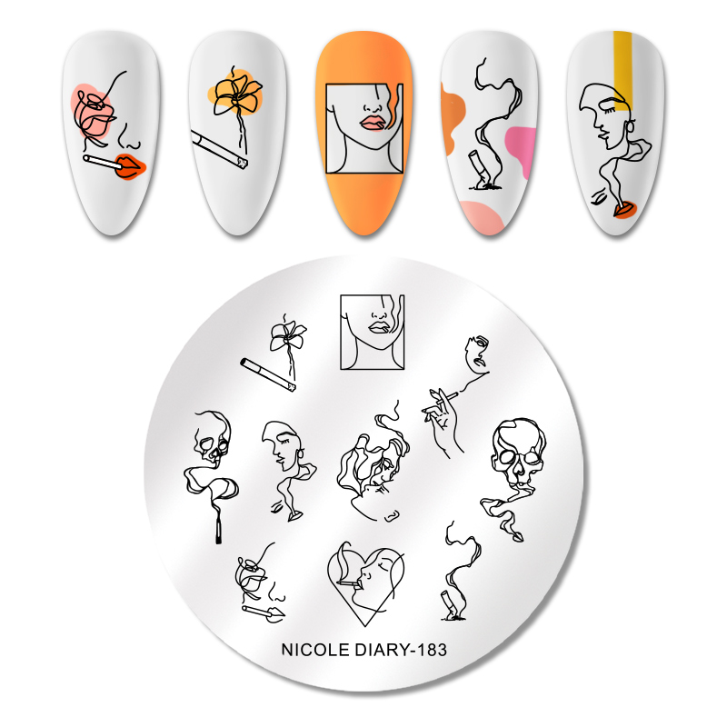 NICOLE DIARY Flower Letter Line Design Stamping Plates Leaf Levaes Nail Art Stamp Plate Template Printing Stencil Image Tool