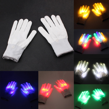 1 Pair LED Light Glowing Gloves Colorful Luminous Flashing Skeleton Gloves Halloween Stage Costume Holiday Events Party Supplies