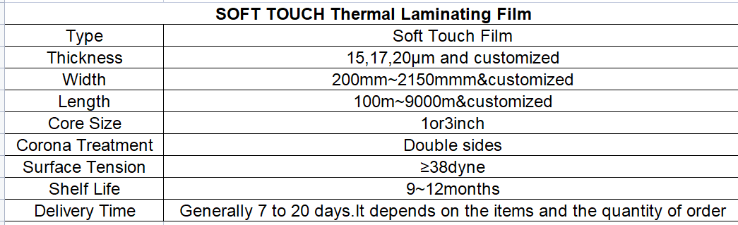 Soft Touch Thermal Laminating Film