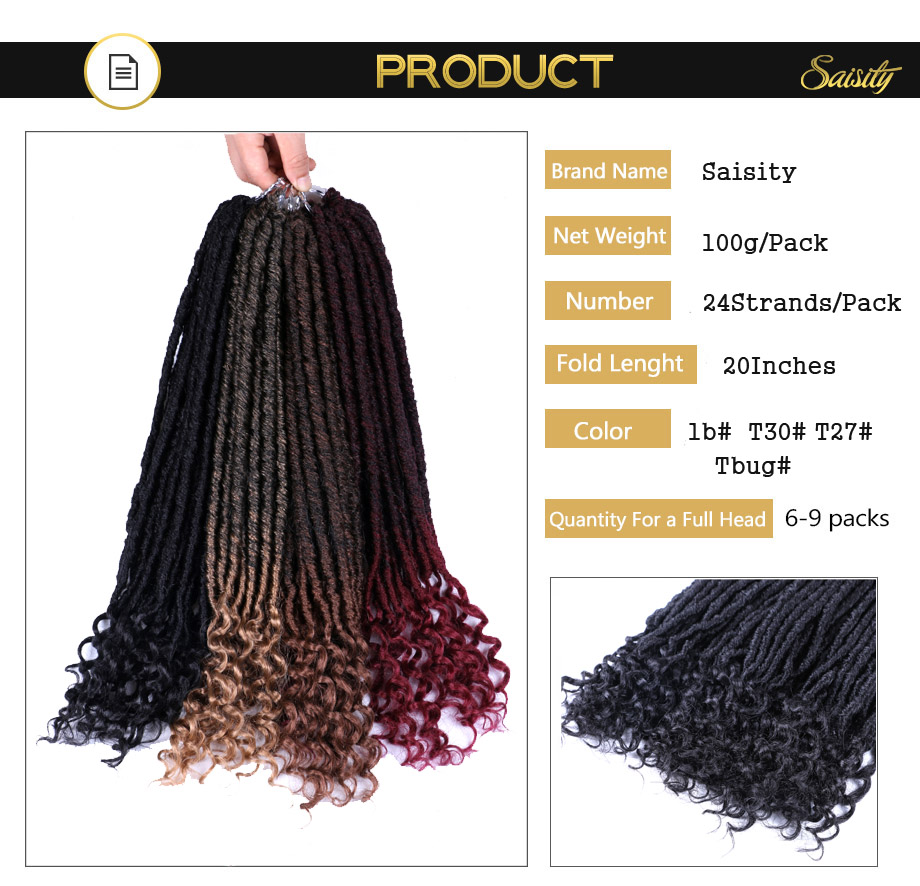 Saisity Faux Locs Jumbo Dreads Braids Hair Extensions 20inches Synthetic Soft Natural Loc Hairstyle Crochet Hair