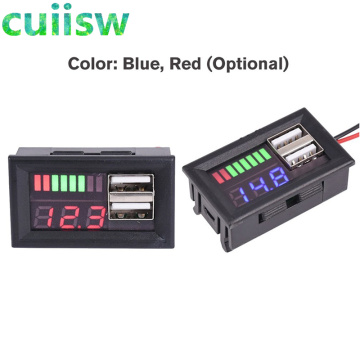 Red LED Digital Display Voltmeter Mini Voltage Meter Battery Tester Panel For DC 12V Cars Motorcycles Vehicles USB 5V2A Outputv