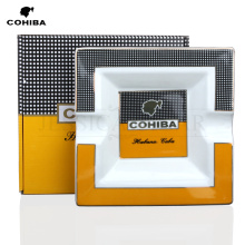 COHIBA Square Ceramic Cigarette Ashtrays 2 Holder 1 Ash Slot Table Cigar Ash Tray Large Ashtray For Home With Gift Box