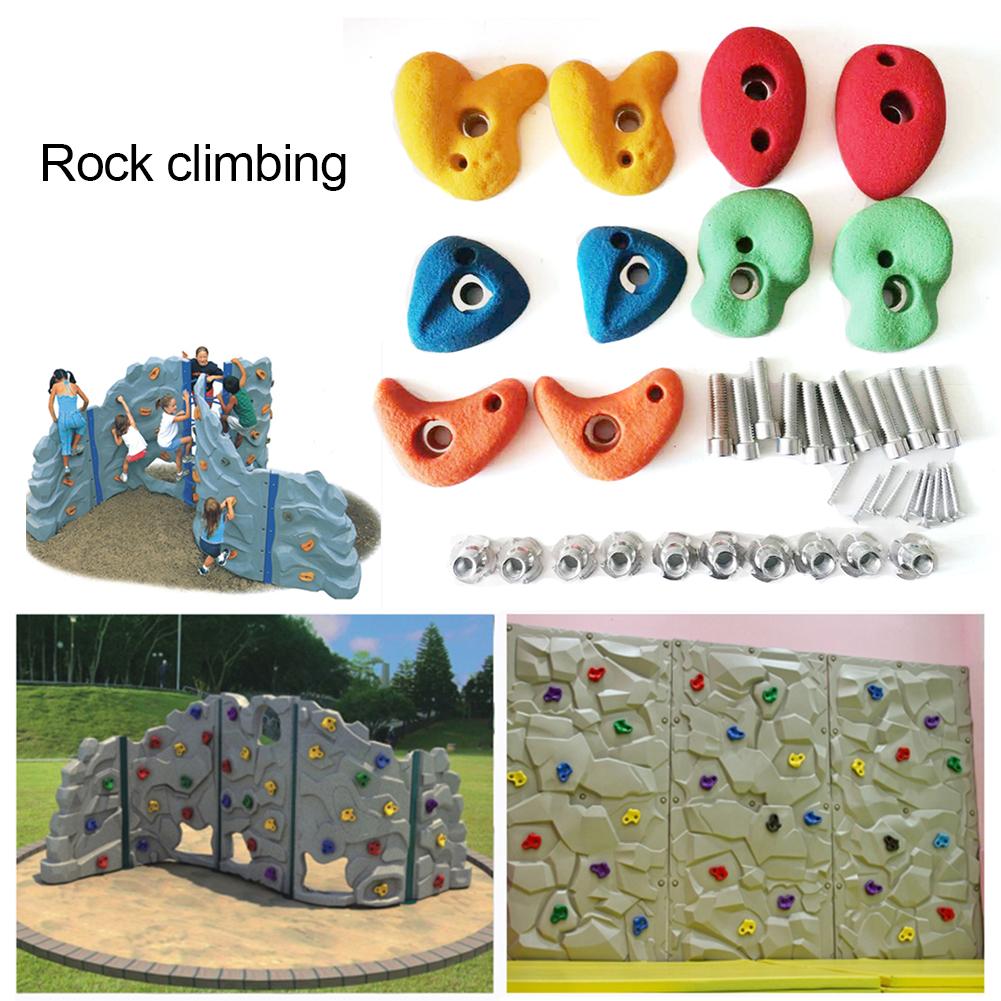 10Pcs/set Assorted Textured Rock Climbing Frame Mixed Color Rock Climbing Wall Stones Hand Feet Holds Grip kids Sport Toys