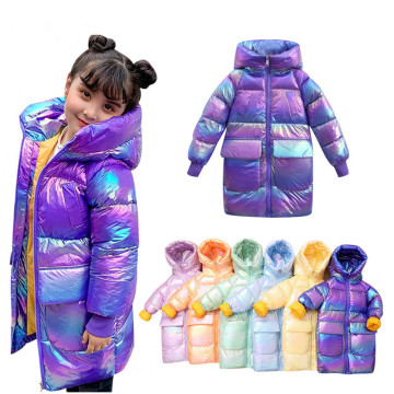 2020 new kids Winter Jacket For Girls Bright iridescent Thicken Girls Winter Coat Hooded Velour Winter Girls Jackets Outwear 12y