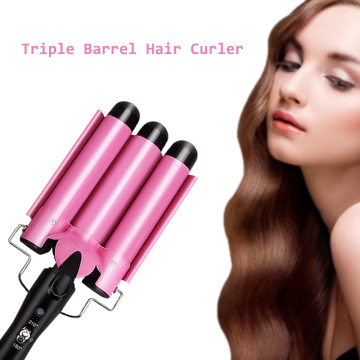 Professional Hair Curler Triple Barrel Tourmaline Ceramic Hair Curling Iron Auto Perm Splint Hair Curling Styling Tool Wave Wand