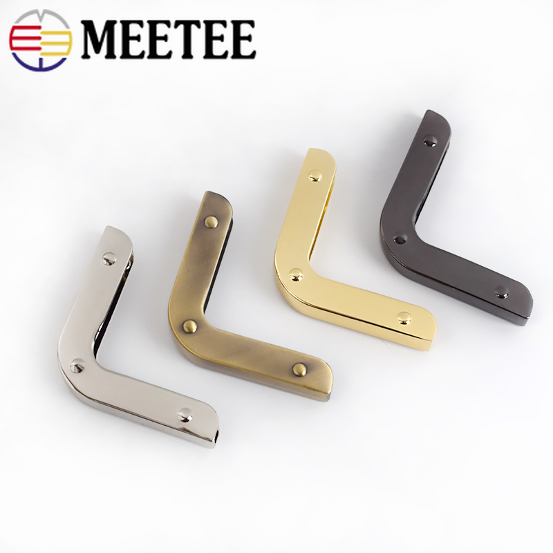 2/4pcs Meetee 40mm Bag Corner with Screw Decoration Hardware Accessories for Handbag Edge Protection Metal Hook Buckle BF215