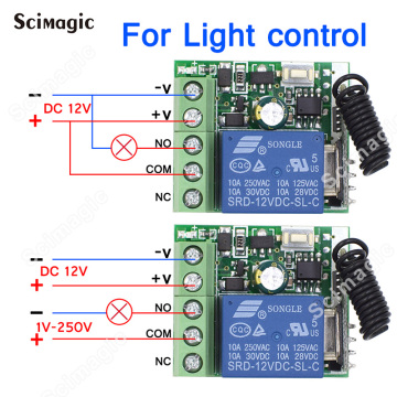 433MHz Universal Wireless Remote Control DC 10V-14V 12V 1CH RF Relay Receiver Module RF Switch 2 Button Remote Door Garage Opene