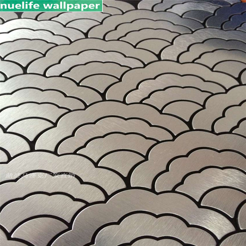 Metal aluminum composite panel hexagonal fan shaped mosaic tile wall KTV hotel bar adhesive self adhesive wall stickers