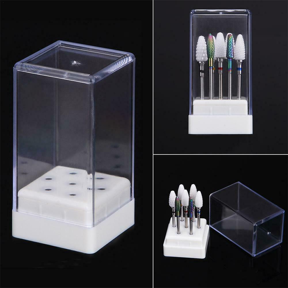 7/10Holes Nail Grinding Head Display Case Manicure Storage Container Box Nail Drill Head Bits Organizer Box Holder For Electric