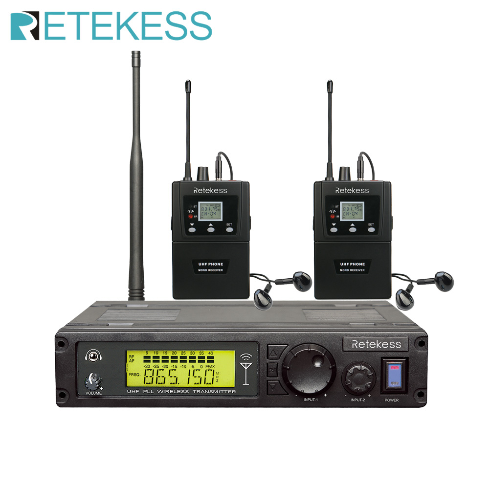 Retekess Conference System Simultaneous Interpretation RF Transmitter +2 Wireless Receiver T127 with Earphone Microphone System