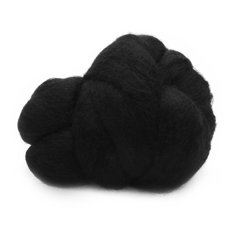 50g Black Felting Wool Fiber Merino Dyed Wool Tops Roving Felting Wool For DIY Needle Felting Halloween Christmas Decor Gifts