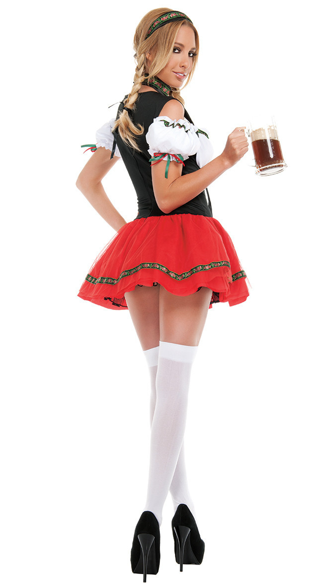 Adult Women German Bavaria Oktoberfest Costume Sexy Beer Girl Dirndl Bar Wench Maid Outfit Fantasia Party Uniform