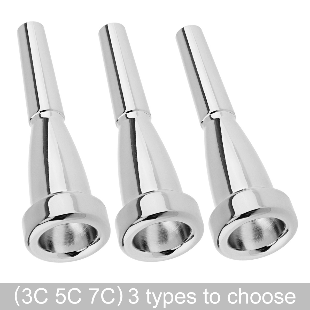 3C 5C 7C Silver High-quality Copper Alloy Plated Metal Trumpet Mouthpiece Bullet Shape for Yamaha Bach Conn and King Trumpets