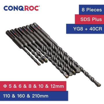 8 Pieces Electric Hammer SDS Plus Masonry Drill Bits Set Mason Drill Bit Kit for Drywall Concrete Brick Drilling