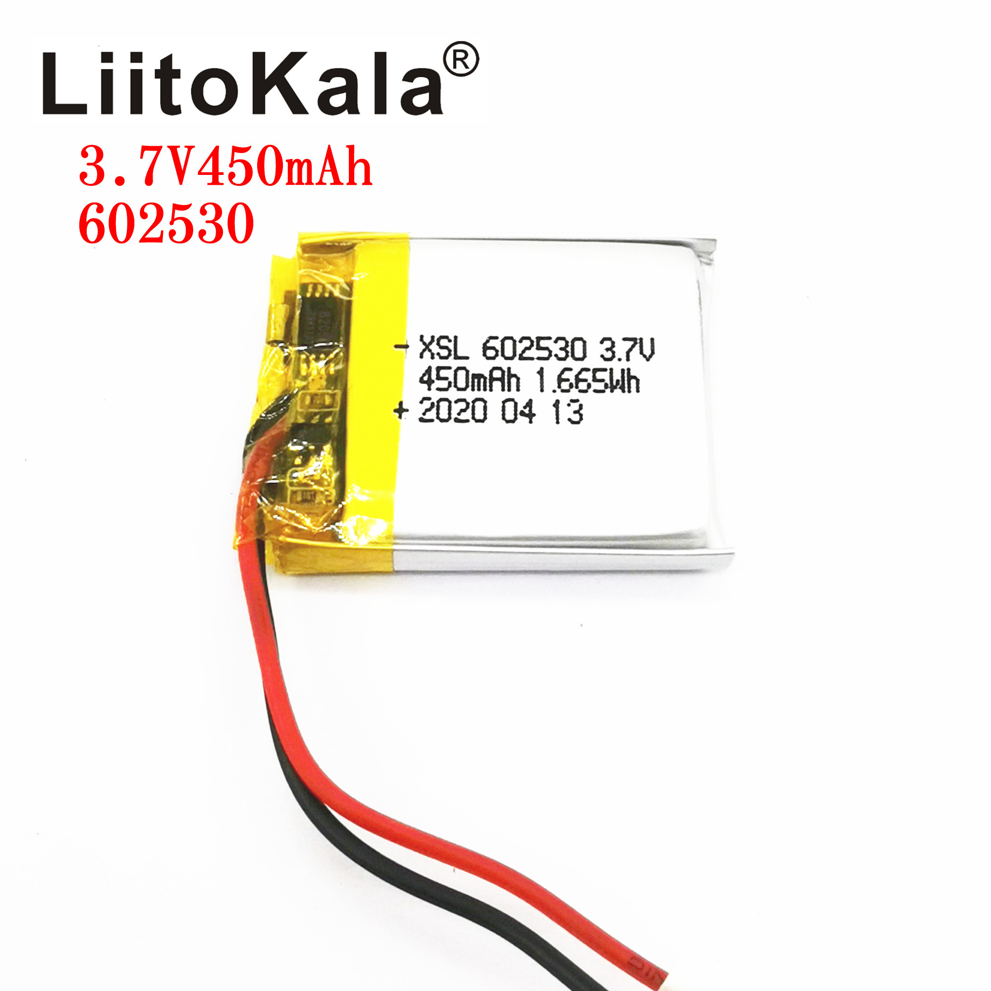 XSL 3.7V 602530 450mAh Lithium Ion Polymer Battery 3.7v Lithium Battery For MP4 MP5 GPS PSP Smart Watch Driving Recorder