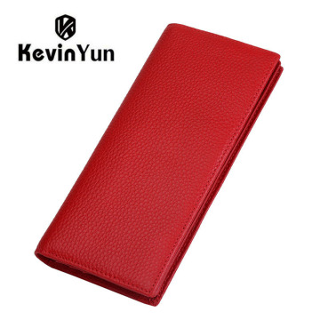 KEVIN YUN Designer Brand Fashion Genuine Leather Women Wallets RFID Blocking Long Slim Bifold Lady Card Holder Purse
