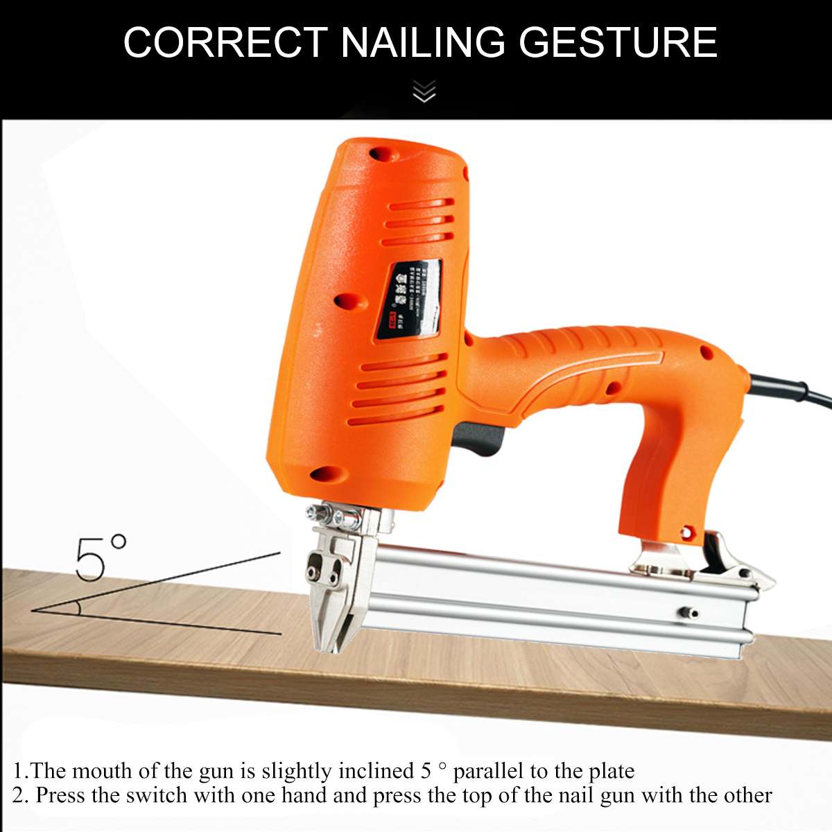 2300W 220V Electric Nail Gun (Straight+Staple) Framing Tacker and Stapler Woodworking Tools Portable Electric Tacker Gun