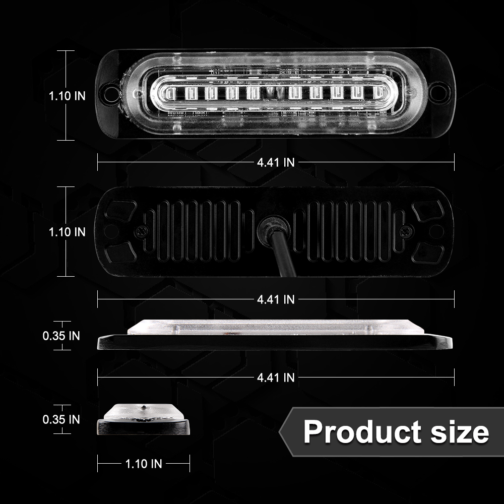 Surface Mounting Grille Deck Headlight Car-Styling Truck Led Warning Lamps Strobe Emergency Lights 16 Flashing lightbar police