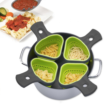 1pcs Foldable Silicone Colander Strainers Kitchen Strainer Spaghetti Net Cooker Basket Colander Kitchen Backing Tools