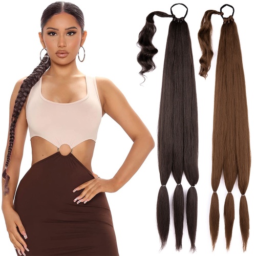 Alileader Recommend 26inch Long Straight Heat Temperature Fiber Hairpiece Synthetic Braided Ponytail Extension Supplier, Supply Various Alileader Recommend 26inch Long Straight Heat Temperature Fiber Hairpiece Synthetic Braided Ponytail Extension of High Quality